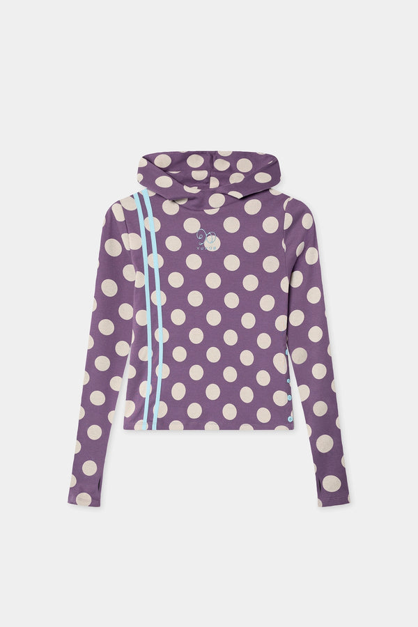 GREIGE HOODIE POLKA DOTS