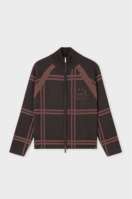 COBBLE KNITTED ZIP BROWN