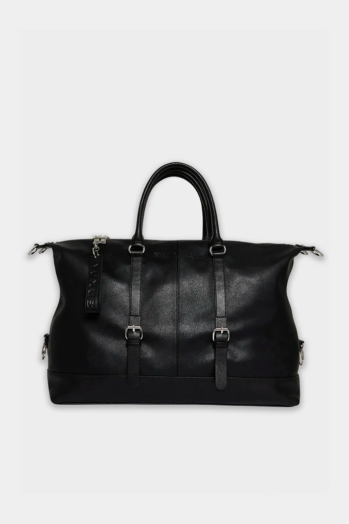 BLACK "VOYAGER" LEATHER BAG