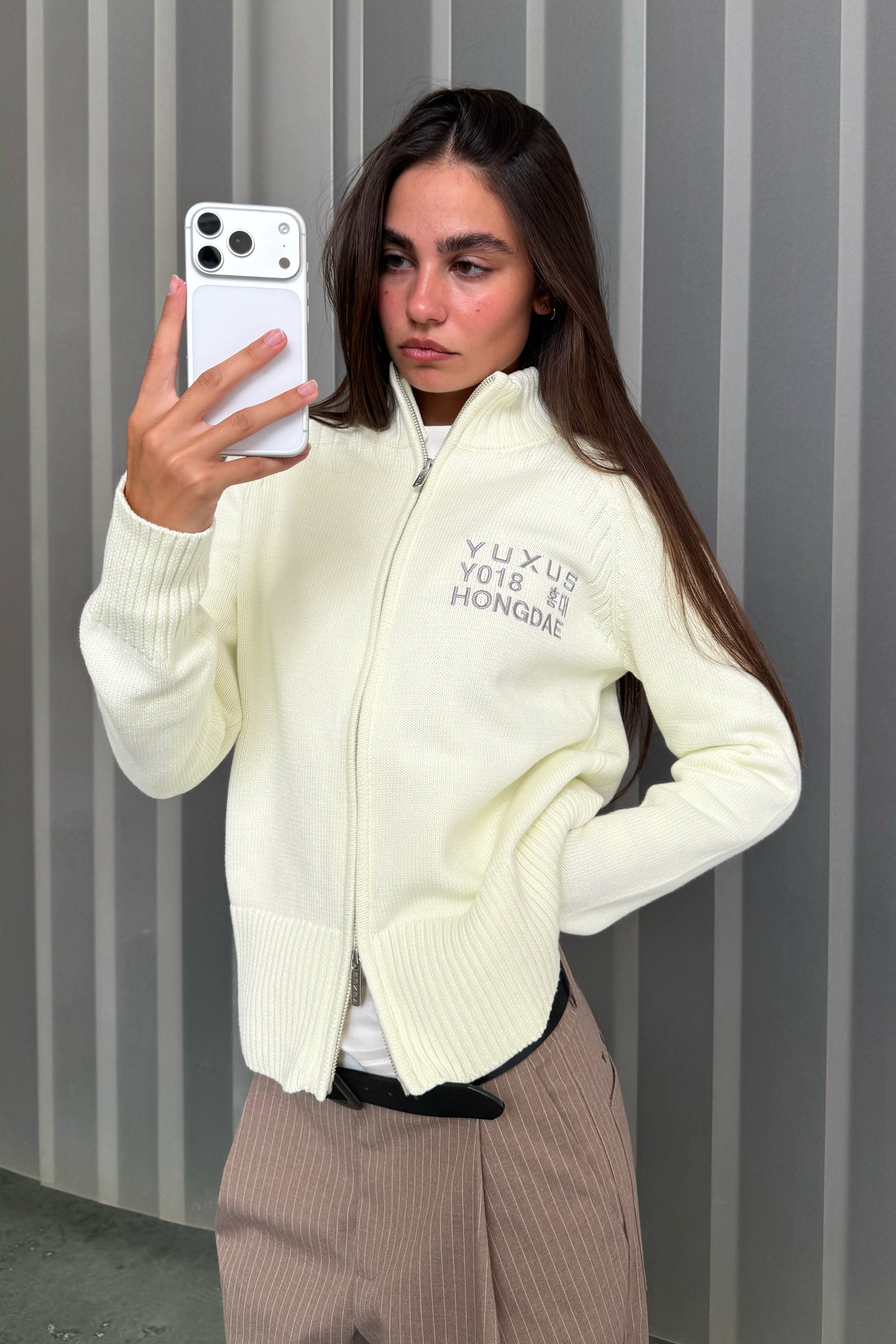 AURORA KNITTED ZIP VANILLA