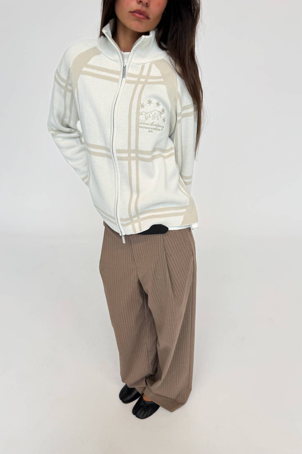 COBBLE KNITTED ZIP BEIGE