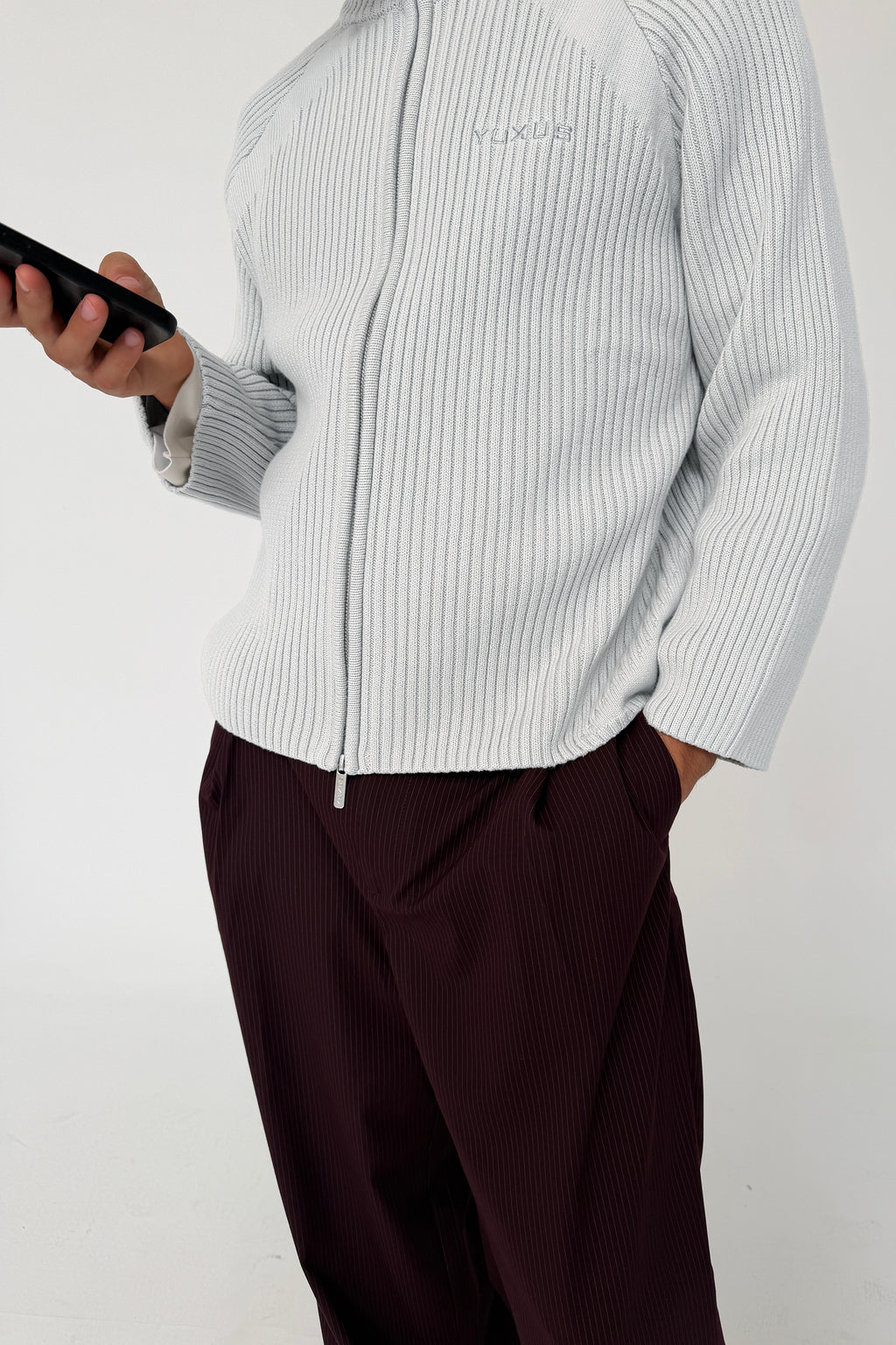 STREAM KNITTED ZIP LIGHT GREY