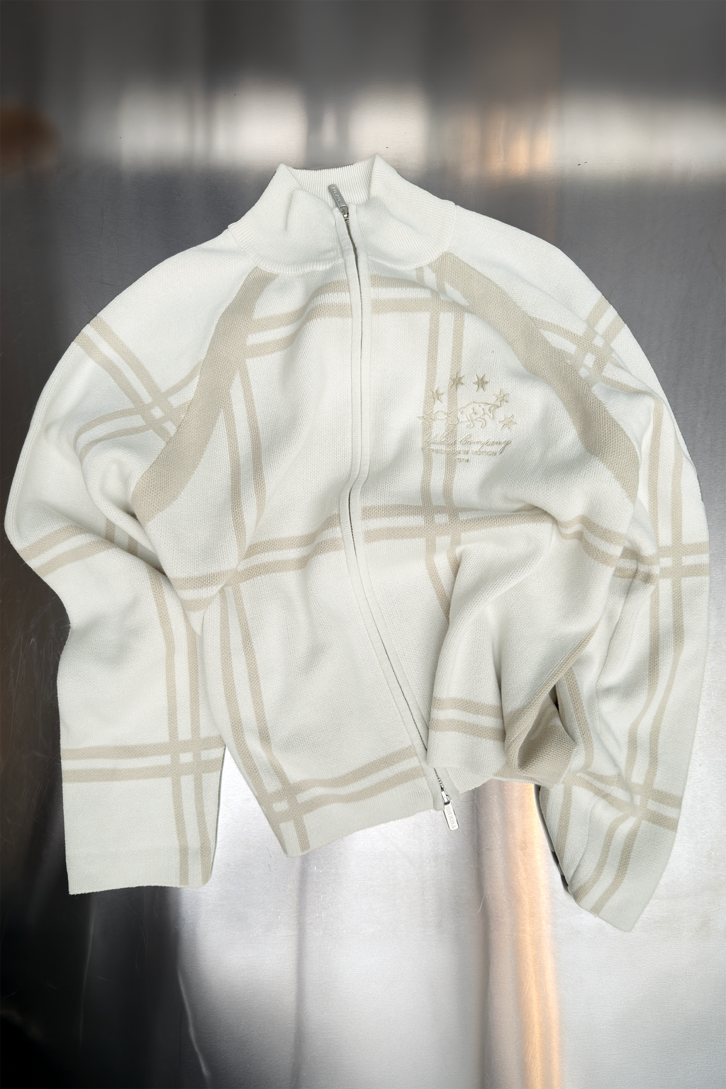COBBLE KNITTED ZIP BEIGE