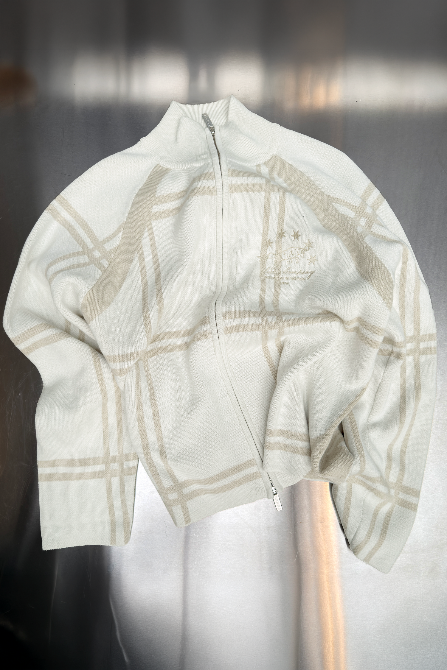 COBBLE KNITTED ZIP BEIGE