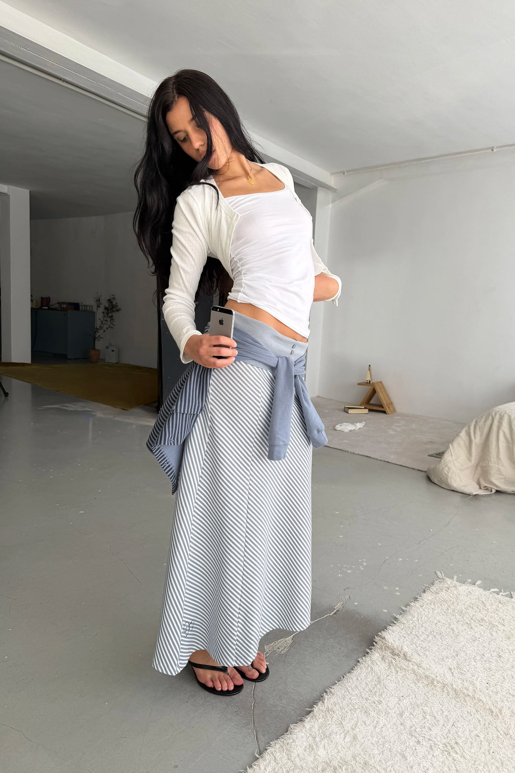 DRAPE SKIRT LIGHT BLUE