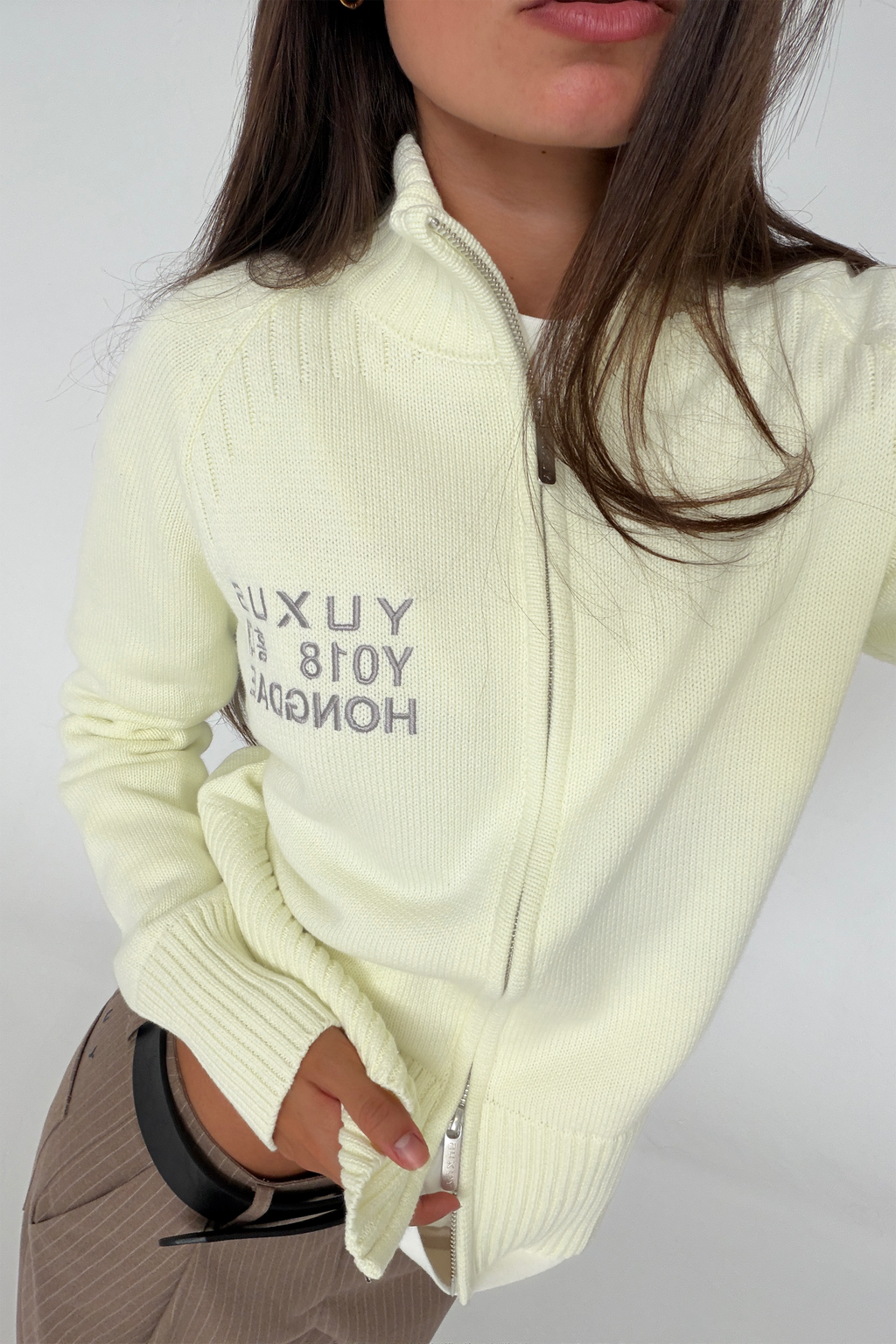 AURORA KNITTED ZIP VANILLA