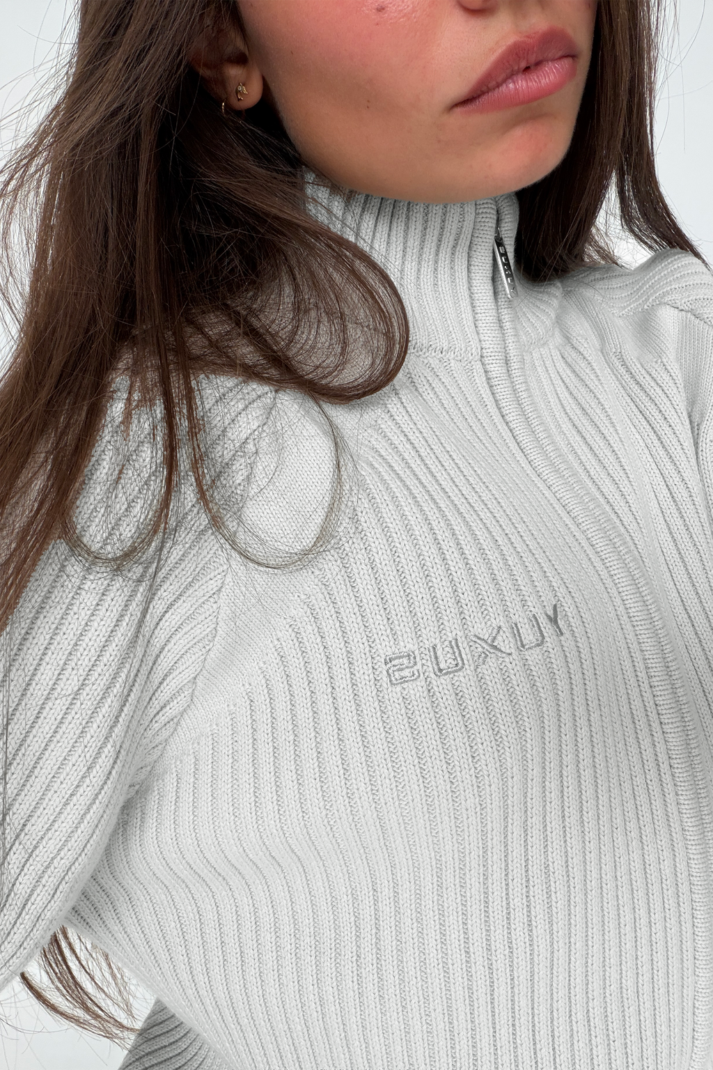 STREAM KNITTED ZIP LIGHT GREY