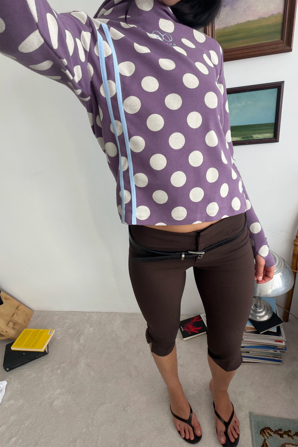 GREIGE HOODIE POLKA DOTS