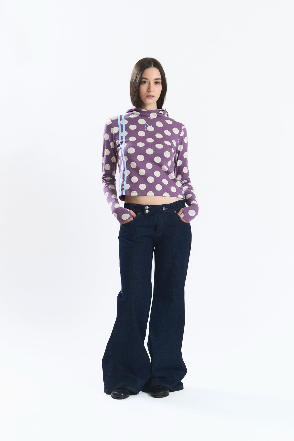 GREIGE HOODIE POLKA DOTS