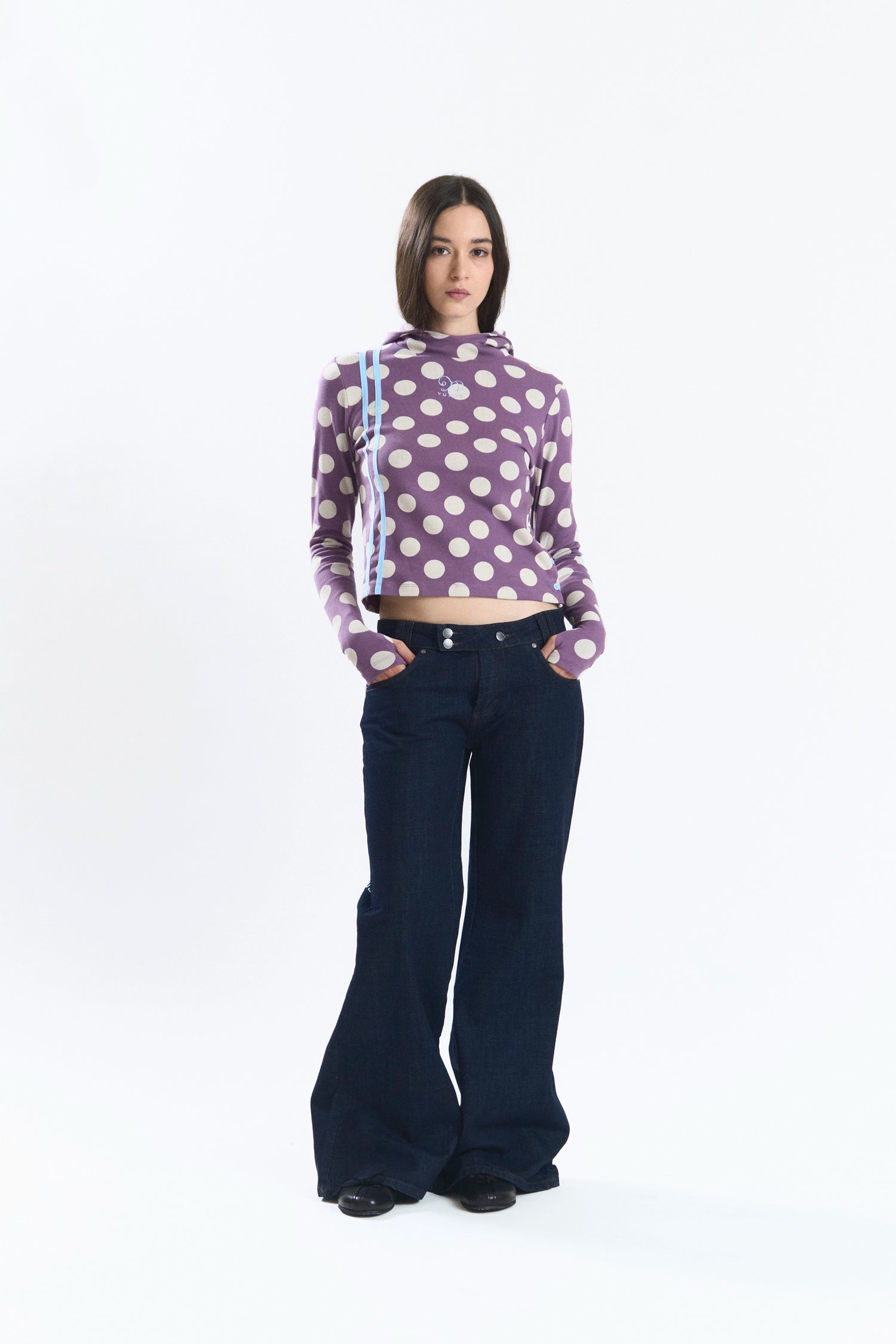 GREIGE HOODIE POLKA DOTS
