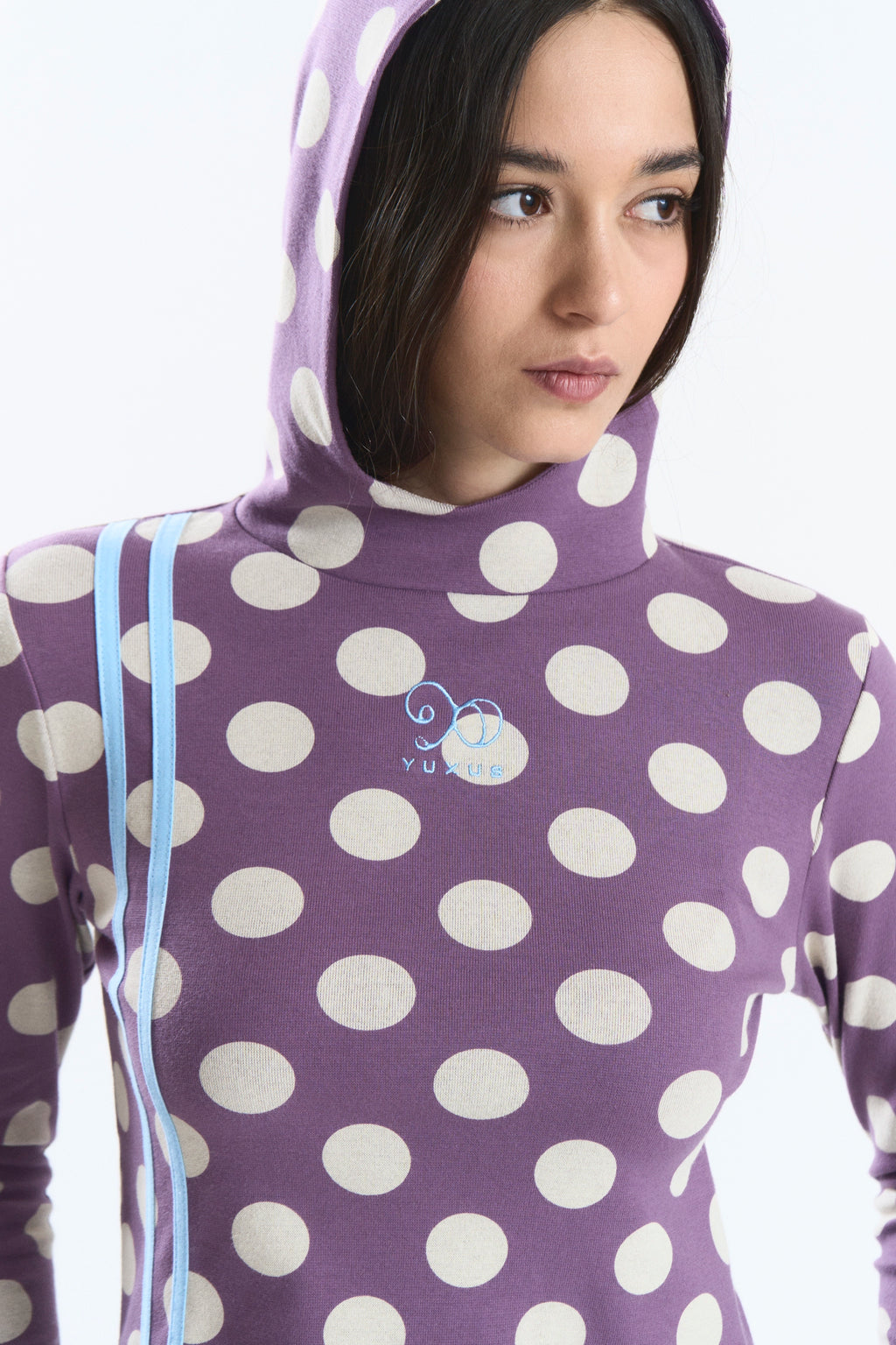 GREIGE HOODIE POLKA DOTS