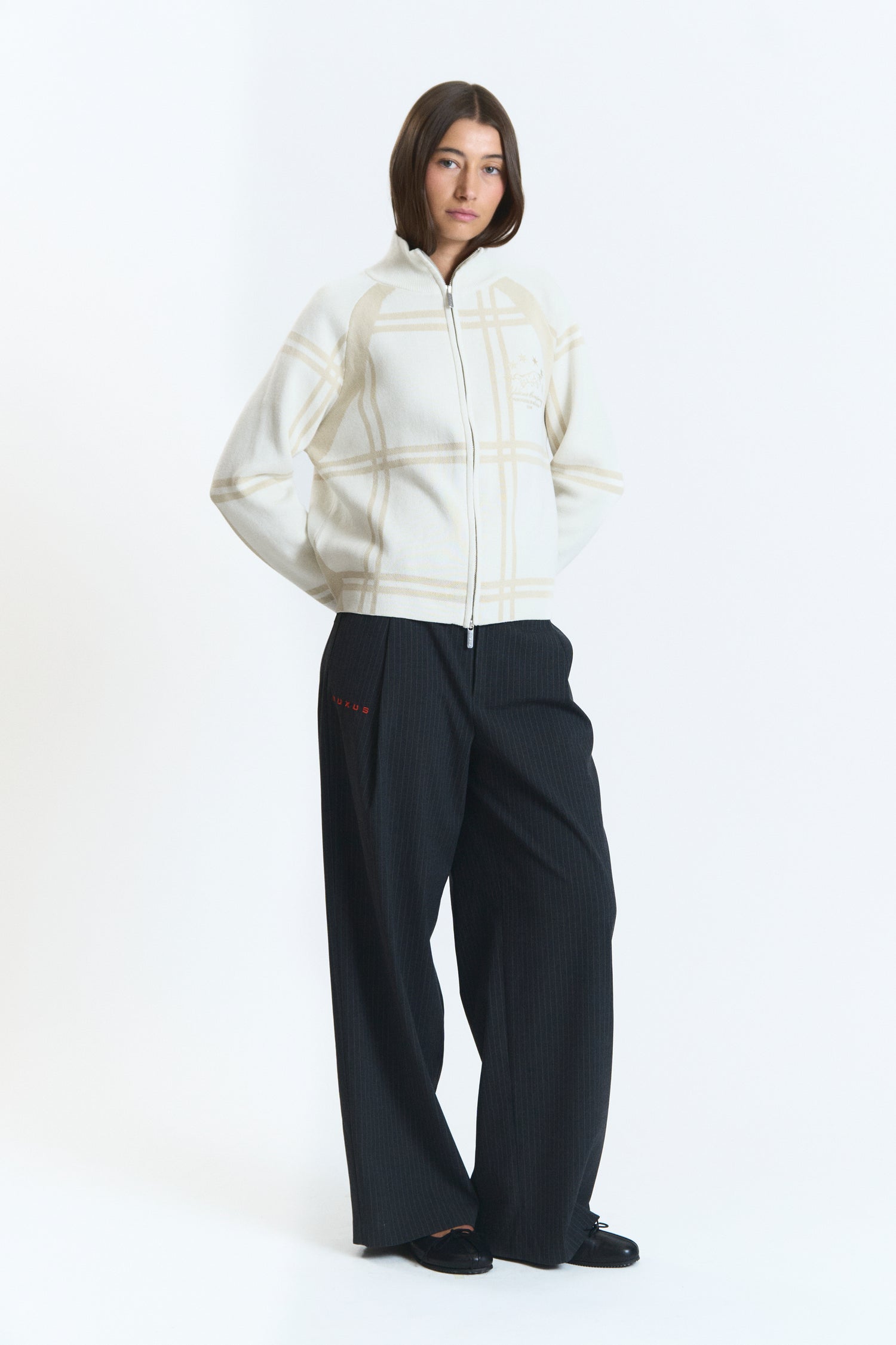 COBBLE KNITTED ZIP BEIGE