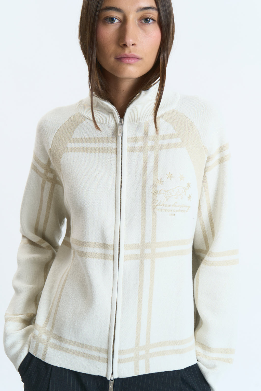 COBBLE KNITTED ZIP BEIGE