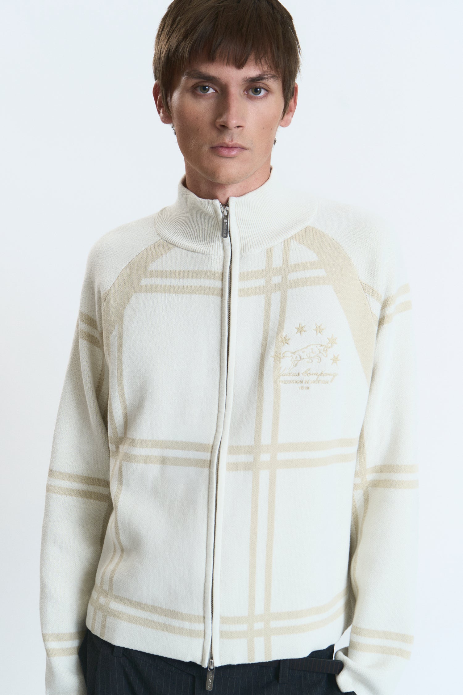 COBBLE KNITTED ZIP BEIGE