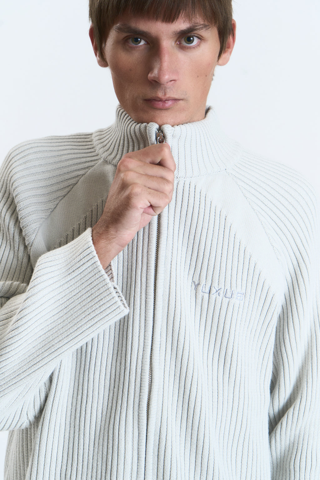 STREAM KNITTED ZIP LIGHT GREY
