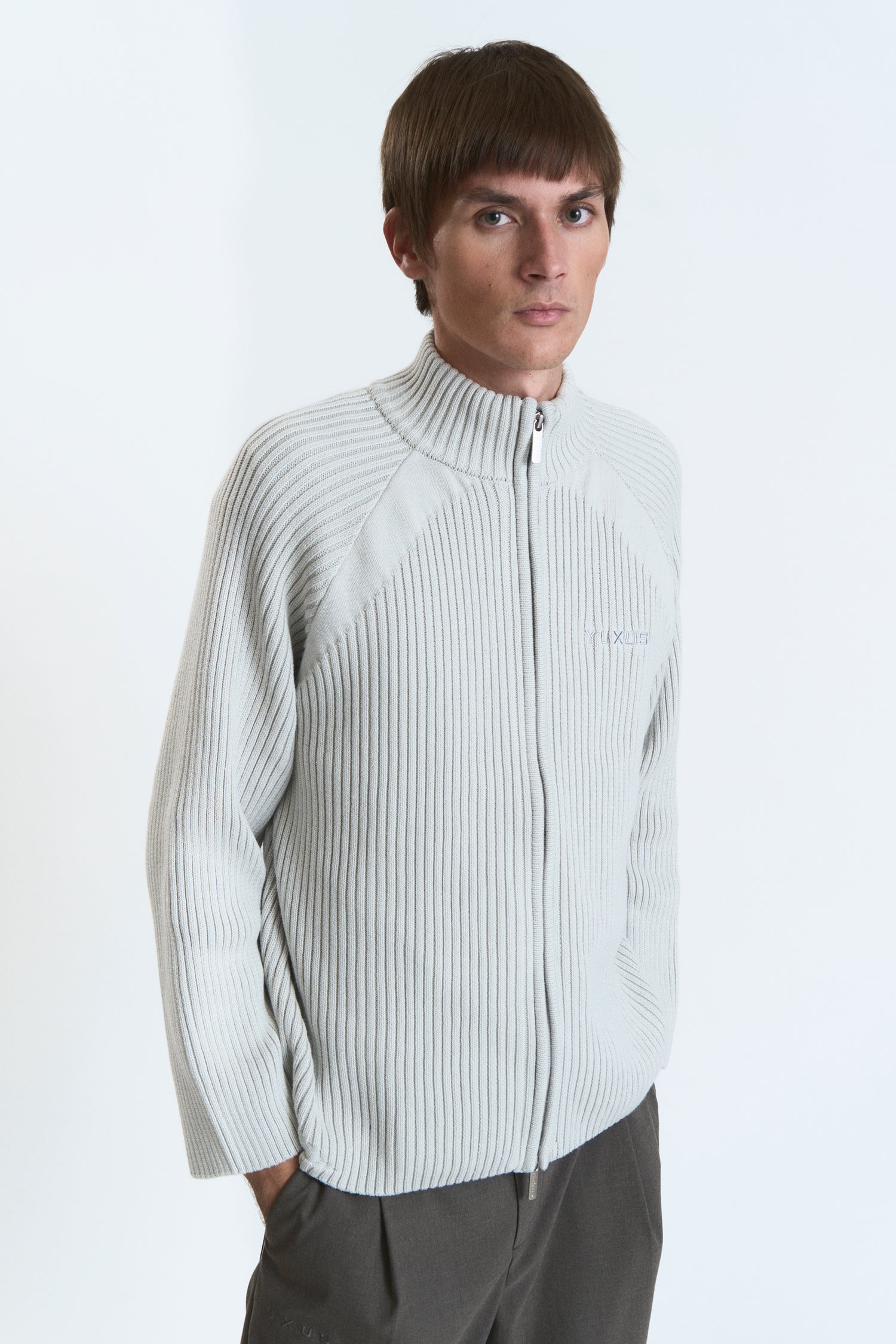 STREAM KNITTED ZIP LIGHT GREY