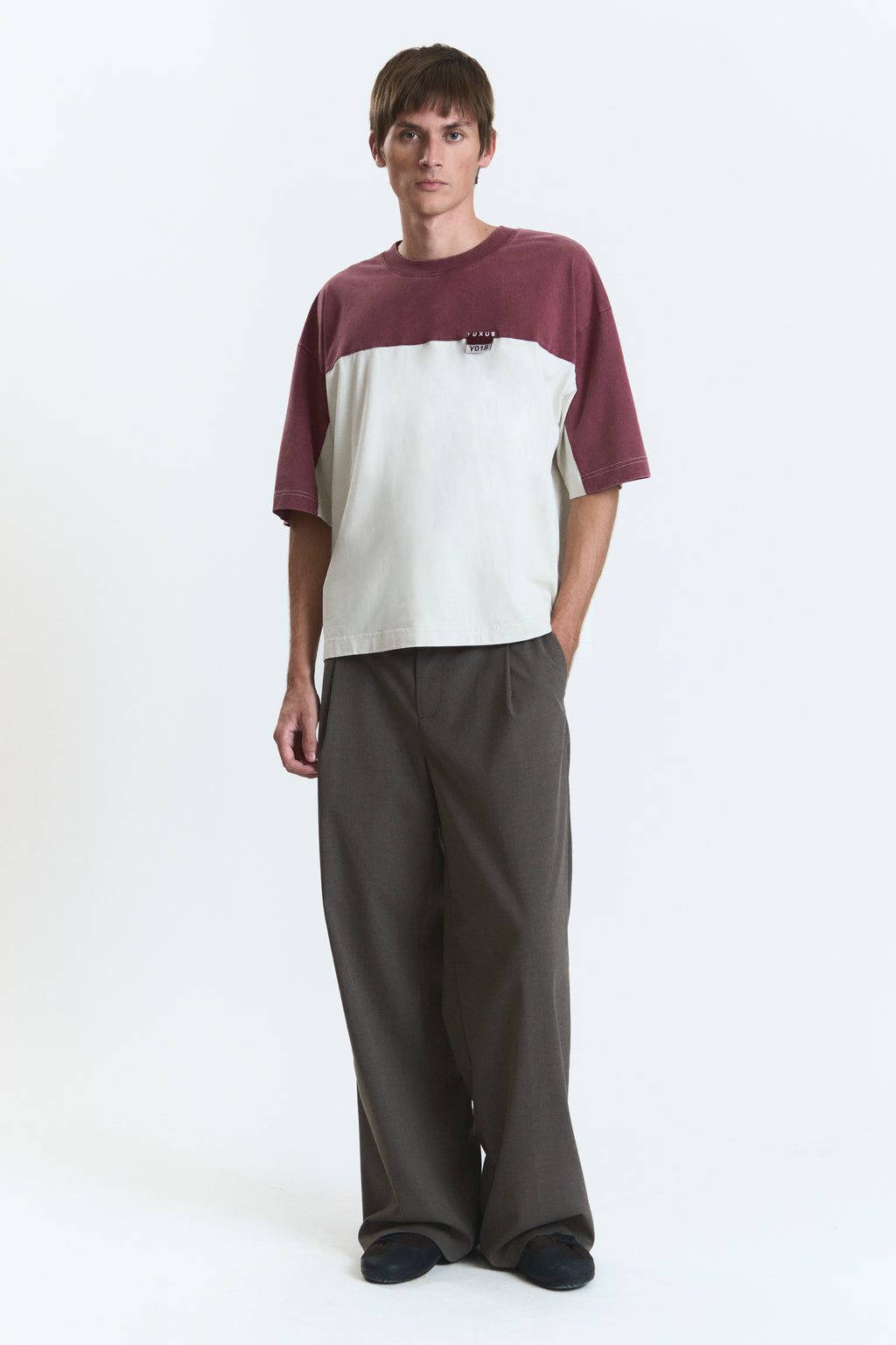 SPLIT TEE BURGUNDY