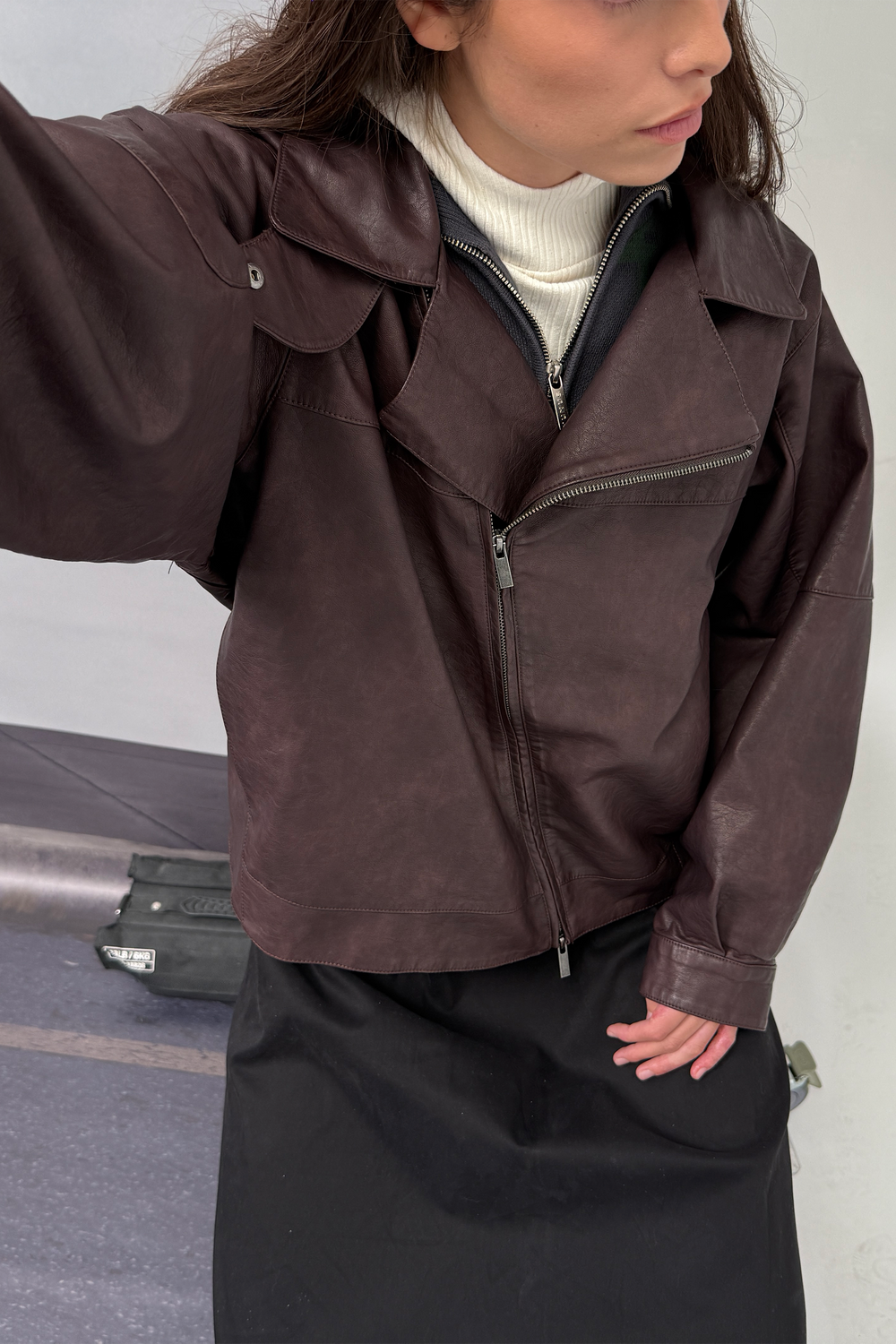 CHOCO "WINDY" PU LEATHER JACKET