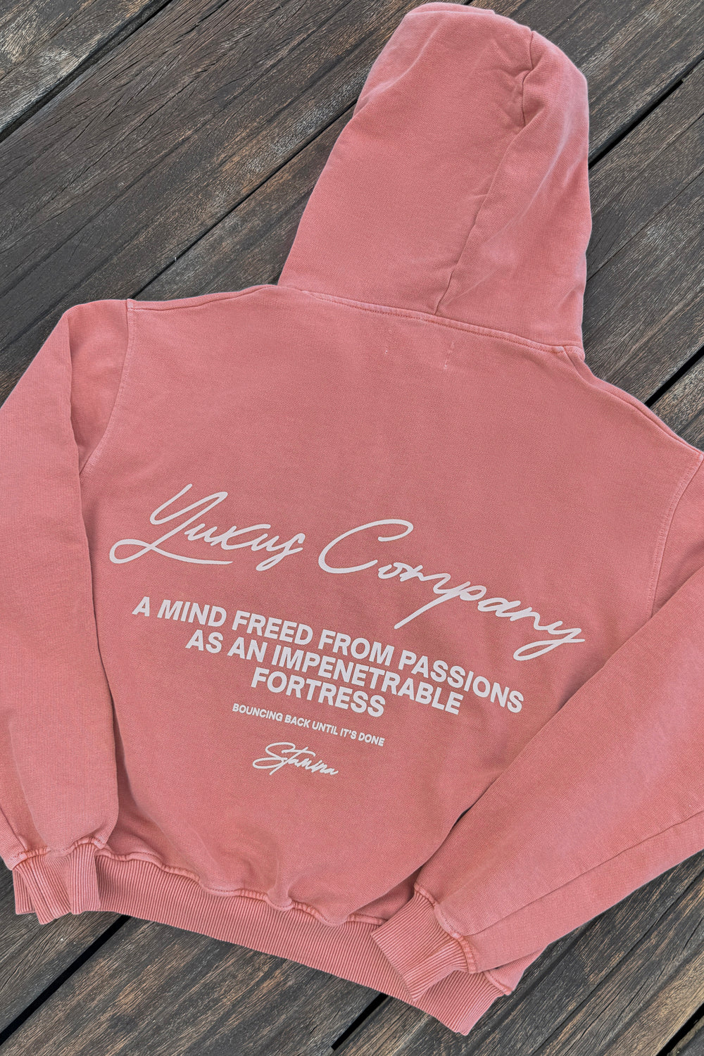 Sudadera Hombre Rosa Sudadera YUXUS STAMINA Rosa Roots Waffle Hoodie