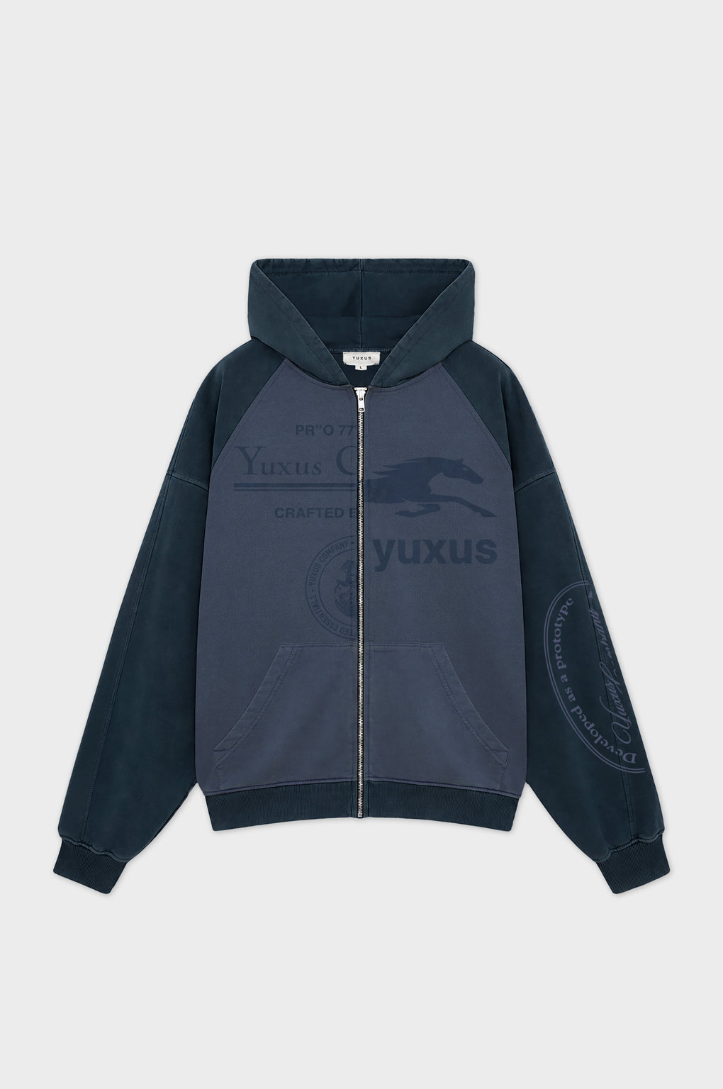MISMATCH ZIP HOODIE BLUE