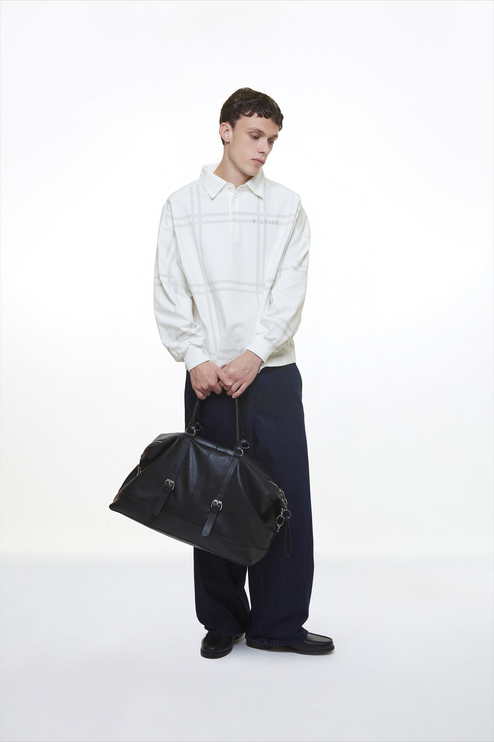 BLACK "VOYAGER" LEATHER BAG