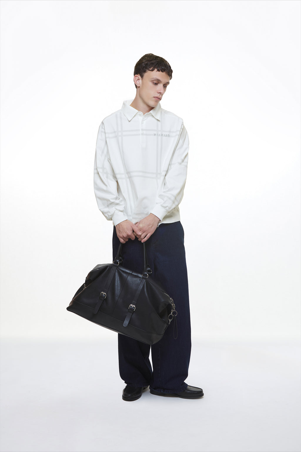 BLACK "VOYAGER" LEATHER BAG