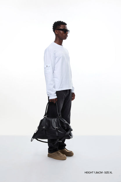 BLACK "VOYAGER" LEATHER BAG