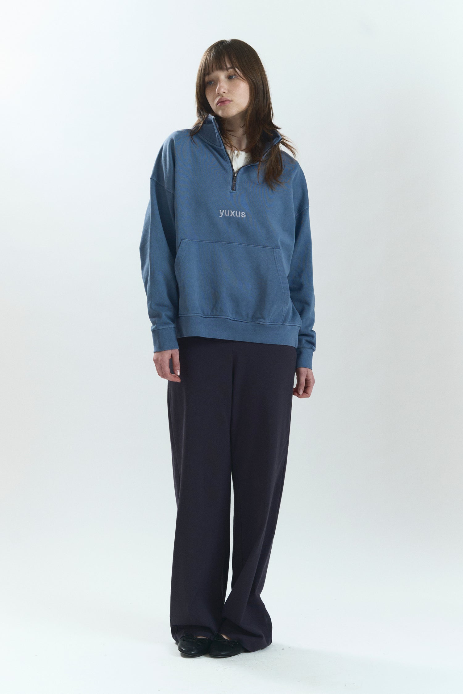 NEBUL"LOWERCASE" HALF ZIP BLUE