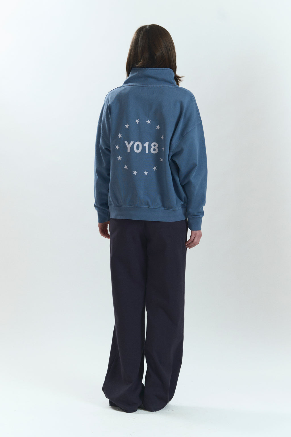 NEBUL"LOWERCASE" HALF ZIP BLUE