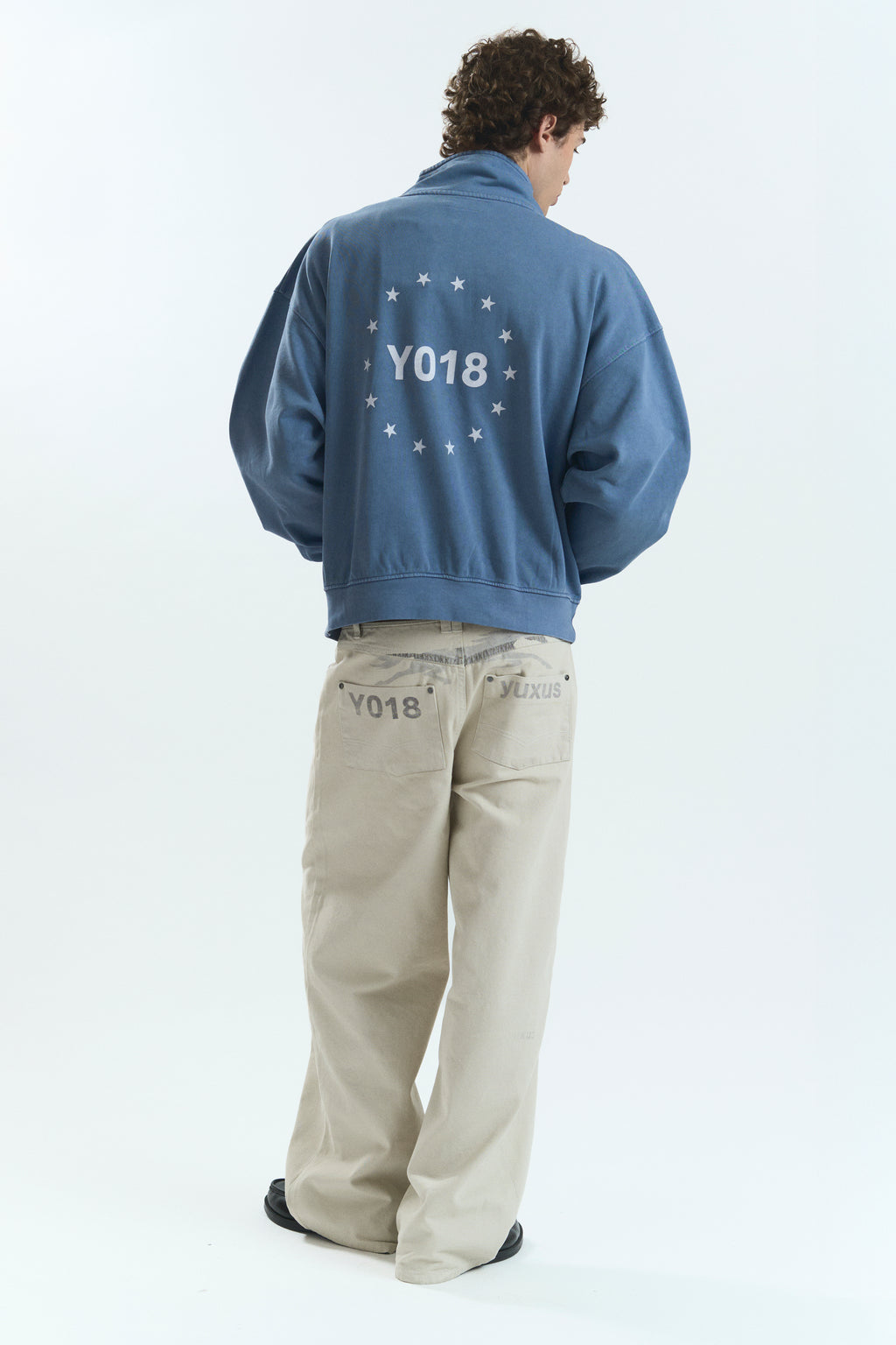 NEBUL"LOWERCASE" HALF ZIP BLUE