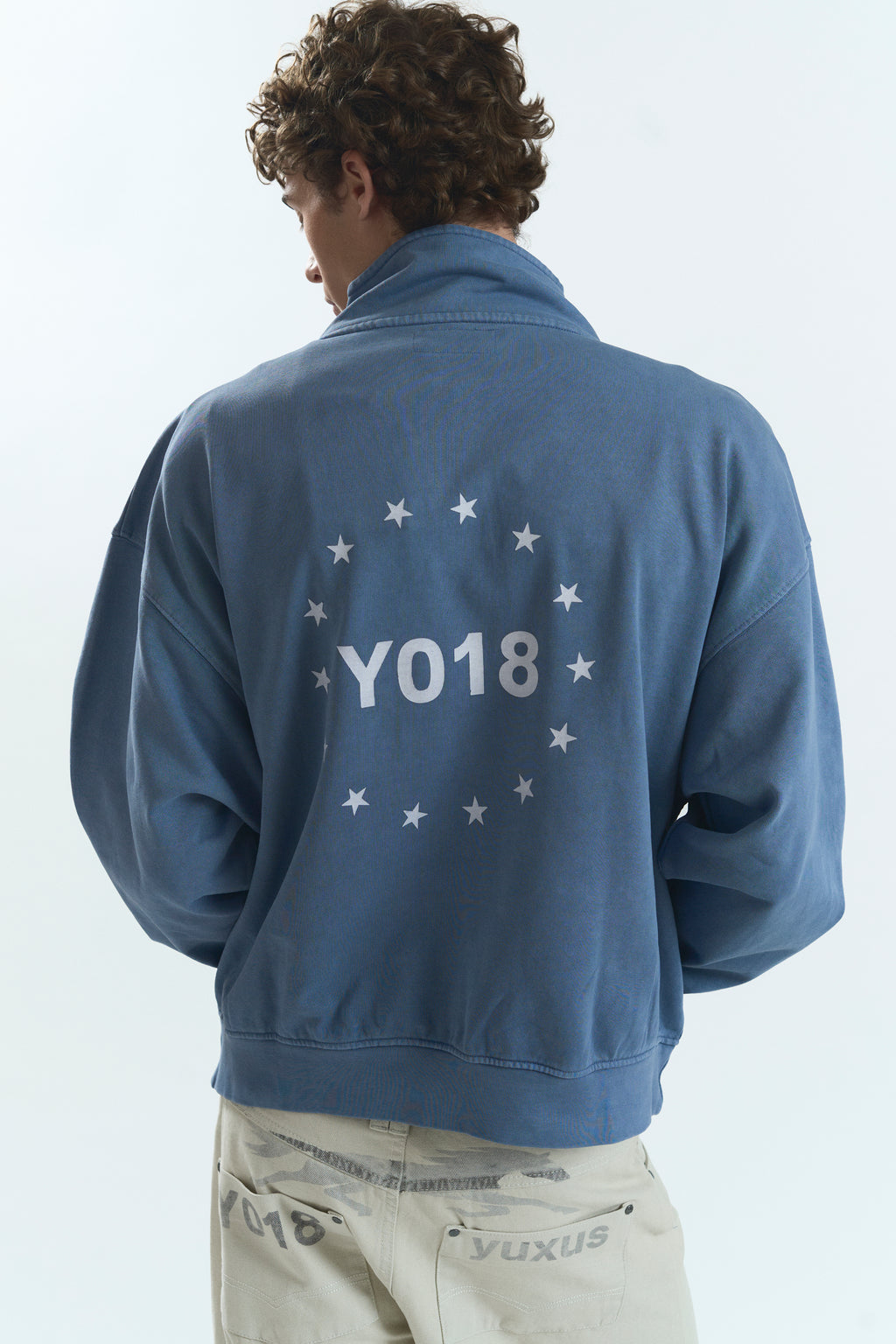 NEBUL"LOWERCASE" HALF ZIP BLUE