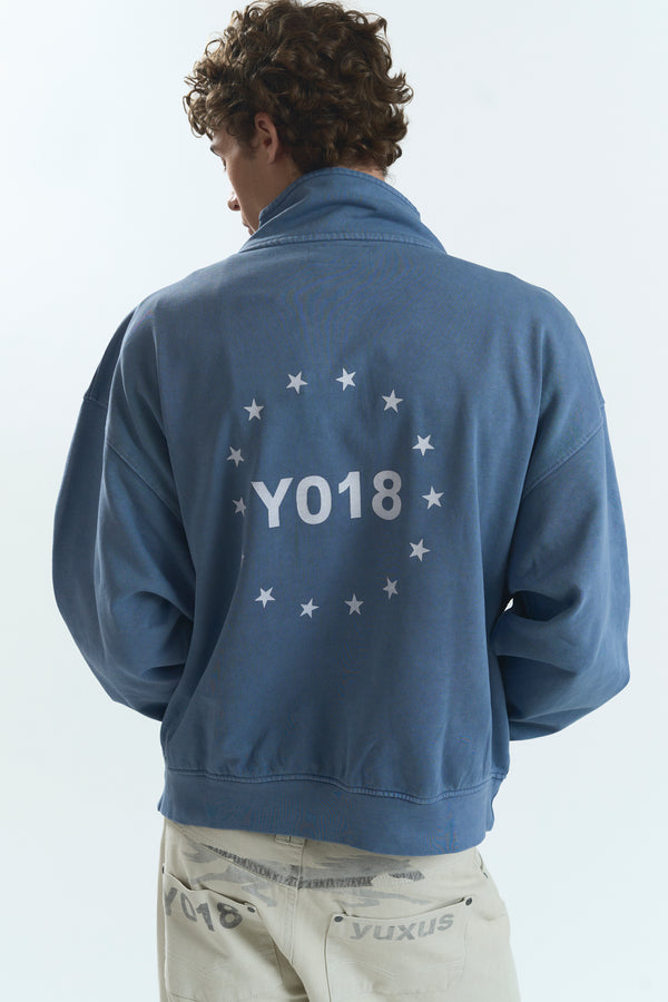 NEBUL"LOWERCASE" HALF ZIP BLUE