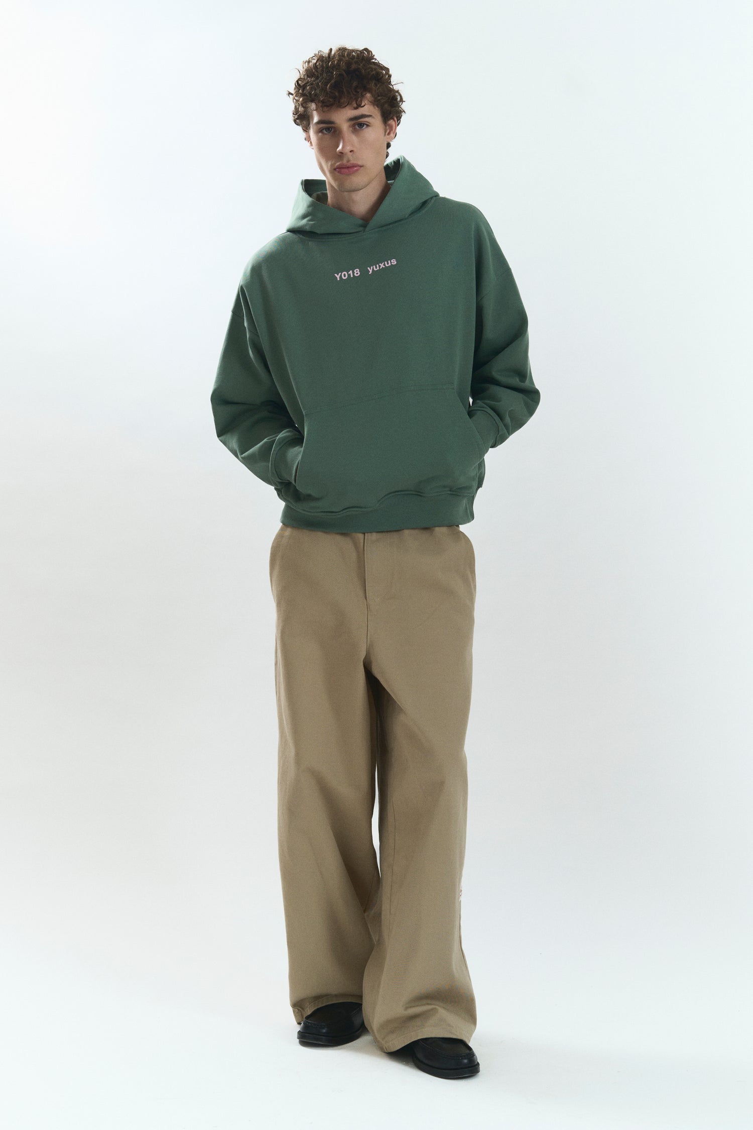 COATED "LOWERCASE" HOODIE GREEN