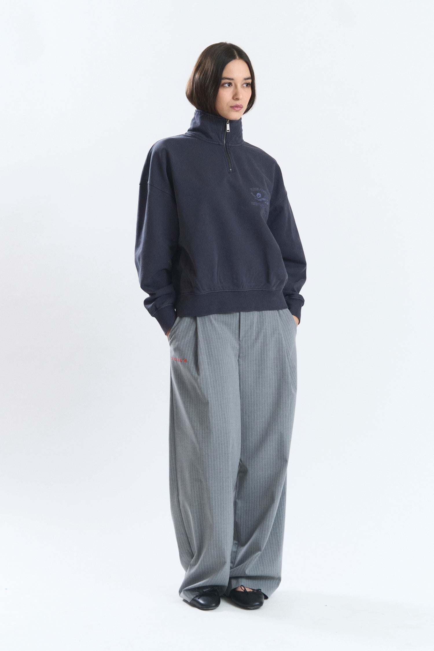 CORD HALF ZIP DARK BLUE