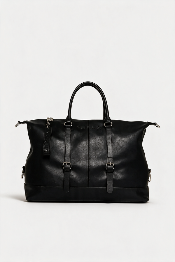 BLACK "VOYAGER" LEATHER BAG